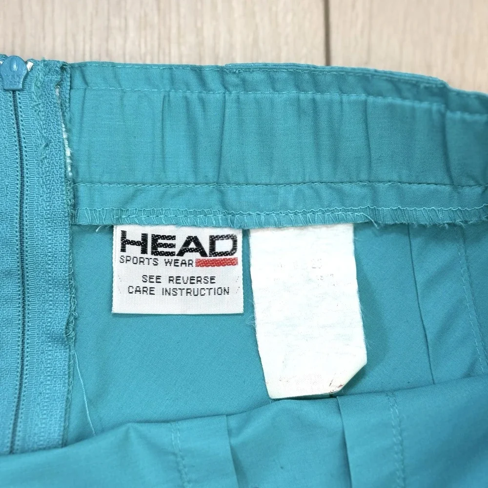 Vintage HEAD Tennis Skirt Women Size 26 Teal Pleated Belt Athletic Skort‎ 90s